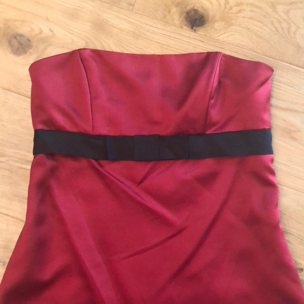 Maroon and black A-line midi cocktail dress - Picture 3 of 3